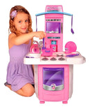 Cozinha Completa Infantil Big Star Rosa 16 Peças com Panelinhas, Talheres, Pratos e Acessórios de Brinquedo para Meninas
