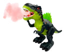 Tiranossauro Rex Brinquedo Solta Fumaça Anda Emite Luz E Som Cor Preto-Verde Personagem Dinossauro