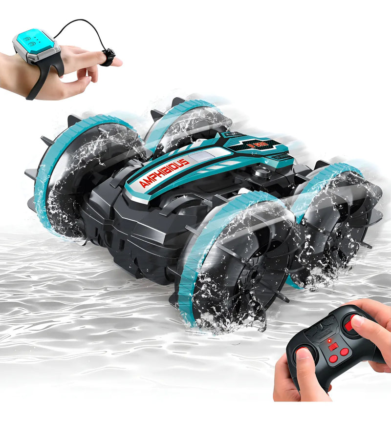 Carrinho Controle Remoto Carro Brinquedo Acrobático Anfíbio Ciano Carro Com Controle Remoto
