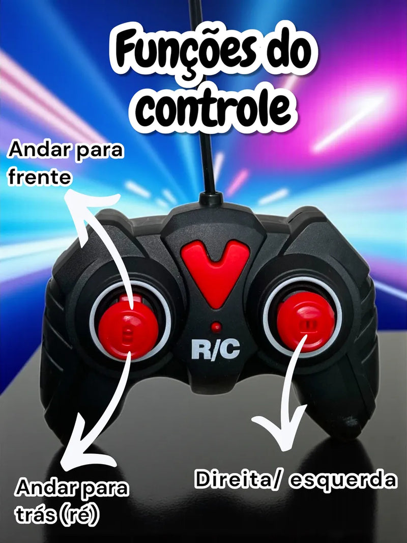 Carrinho Controle Remoto Recarregável Com Luz Drift Veloz Azul-claro Super Carro Brilha No Escuro