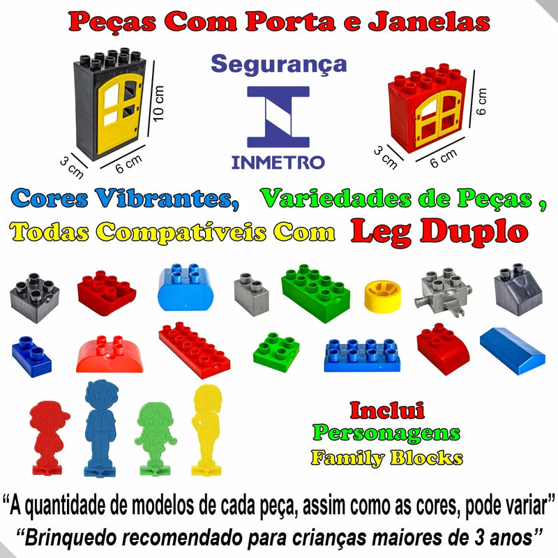 Blocos De Montar Family Blocks Educativo 400 Peças