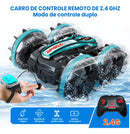 Carrinho Controle Remoto Carro Brinquedo Acrobático Anfíbio Ciano Carro Com Controle Remoto