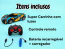 Carrinho Controle Remoto Recarregável Com Luz Drift Veloz Azul-claro Super Carro Brilha No Escuro