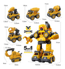 Robô Carrinho Brinquedo 5 em 1 Construbots Monta e Desmonta Educativo Infantil com Ferramentas Criativas – Robô Transformável Interativo Meninos e Meninas