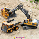 Escavadeira Controle Remoto Luz Som Brinquedo Menino Criança Dourado Retroescavadeira