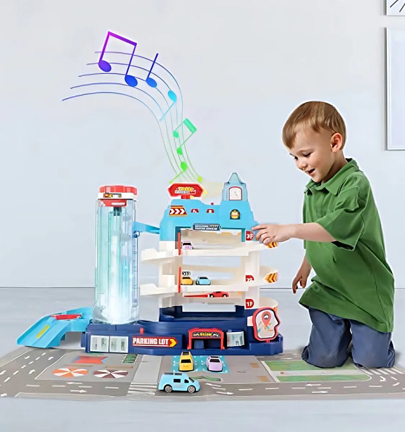 Mega City Garagem Pista Carrinhos Infantil Estacionamento Conect Brinq Brinquedo Menino Presente Educativo Interativo Criança Diversão Veículos Miniaturas