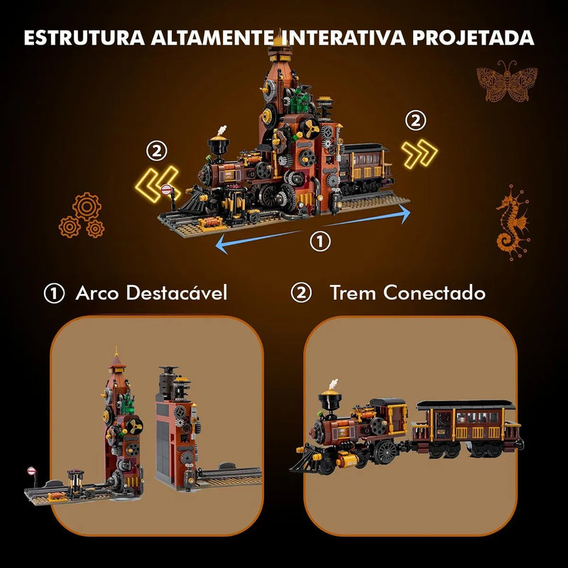Camewin Brinquedo-decoração De Blocos Do Trem De Steampunk 1252