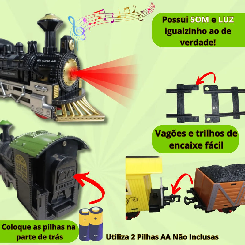 Presente Menino Ferrorama Trem Trenzinho Brinquedo Som E Luz