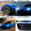 Carrinho De Controle Remoto Cor Azul Farol Led Brinquedo Menino Carro Corrida